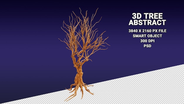 Modelo 3d aislado de un árbol sin hojas sobre un fondo transparente