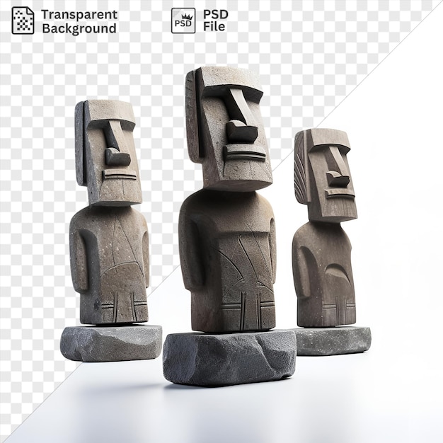 PSD modelo 3d aislado de las estatuas moai de la isla de pascua