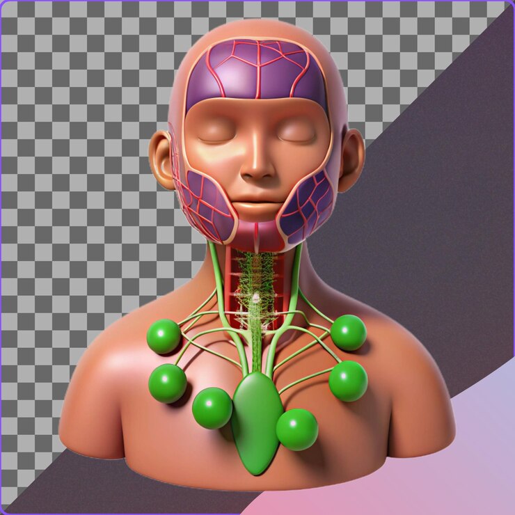 PSD modelo 3d de la anatomía de los ganglios linfáticos humanos