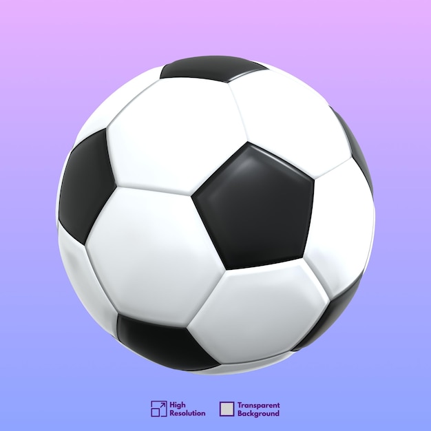 PSD un modelo 3d de balón de fútbol con fondo transparente