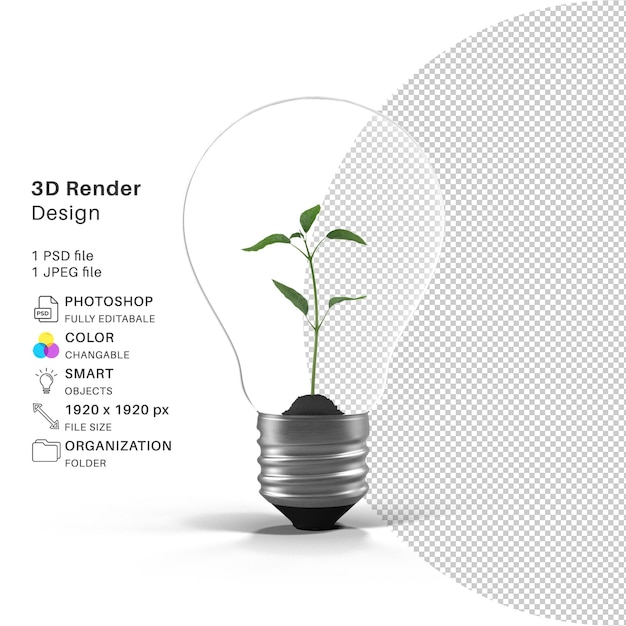 Modelo 3d de bombilla ambiental archivo psd bombilla realista
