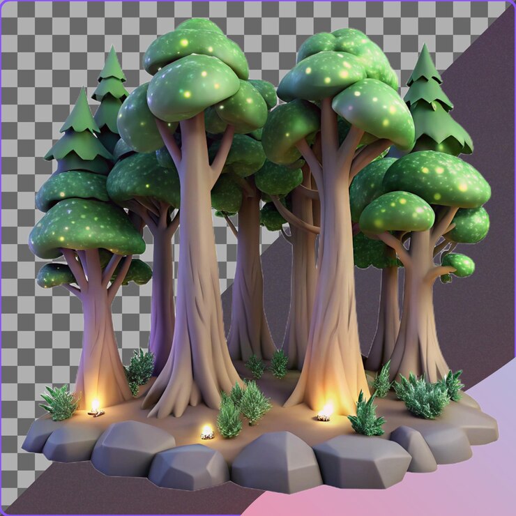 PSD modelo 3d del bosque encantado