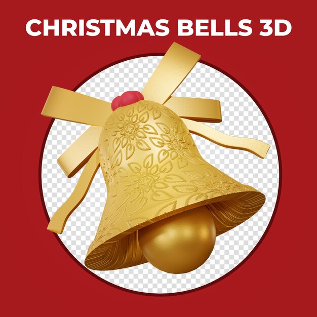 Modelo 3d de campanas navideñas doradas