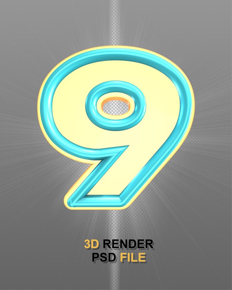 PSD modelo en 3d de un cartel de números en 3d