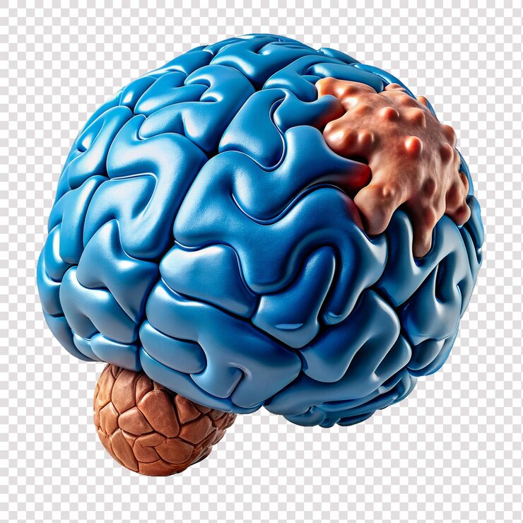 PSD modelo 3d de un cerebro con una lesión