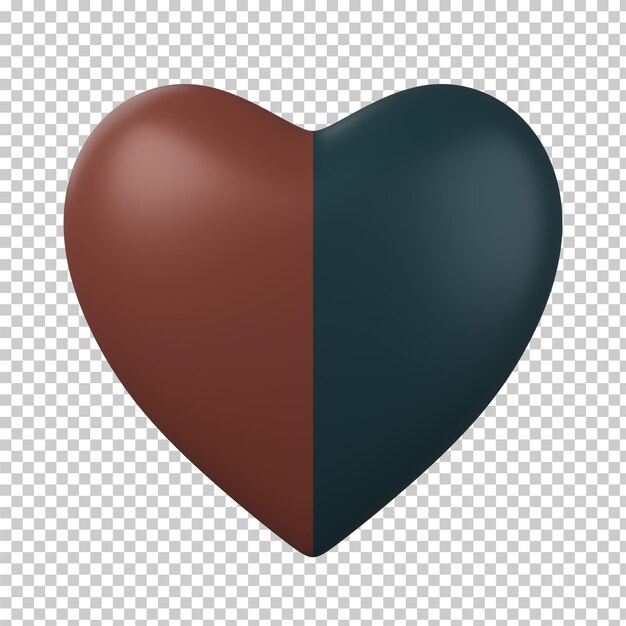 PSD modelo 3d de corazón de dos tonos.