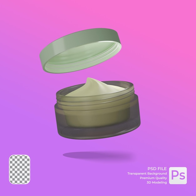 Modelo 3d de cuidado de la piel para necesidades de medios promocionales.