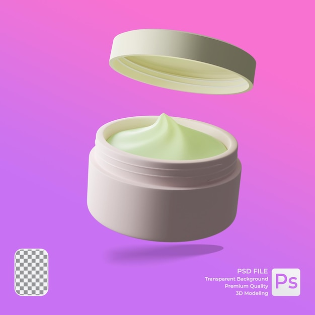 Modelo 3d de cuidado de la piel para necesidades de medios promocionales.