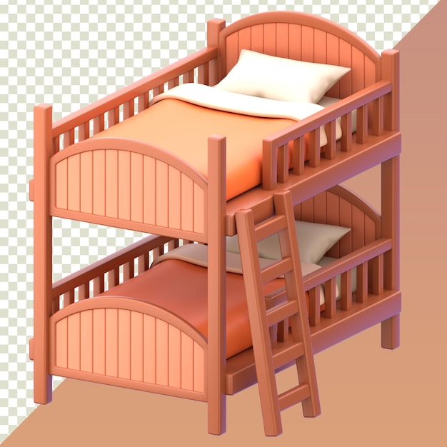 Modelo 3D de cuna de dibujos animados aislado sobre un fondo transparente