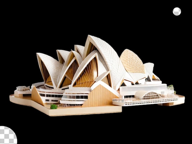 Modelo 3d da ópera de sydney com detalhes intrincados posicionados