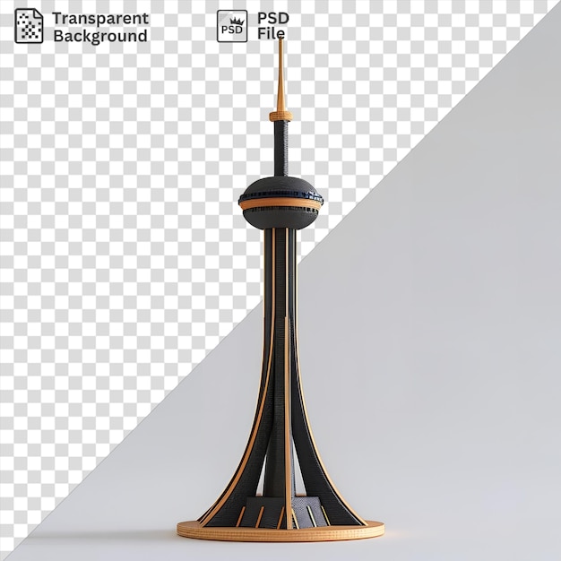 PSD modelo 3d da torre cn com uma torre preta