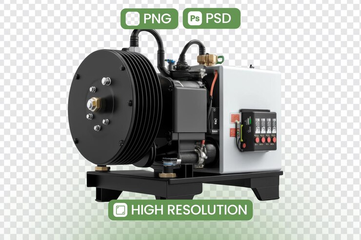 PSD modelo 3d de alta resolução de um moderno sistema de bomba de vácuo industrial png e arquivos psd disponíveis para download perfeito para projetos de engenharia