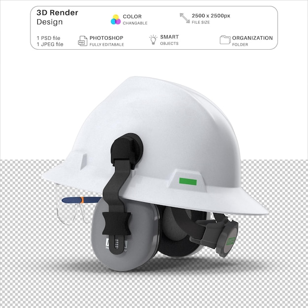 PSD modelo 3d de capacete de segurança psd