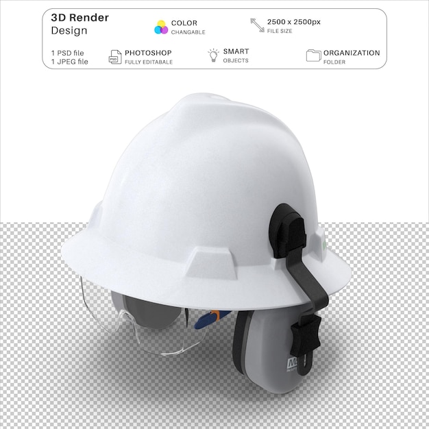 PSD modelo 3d de capacete de segurança psd