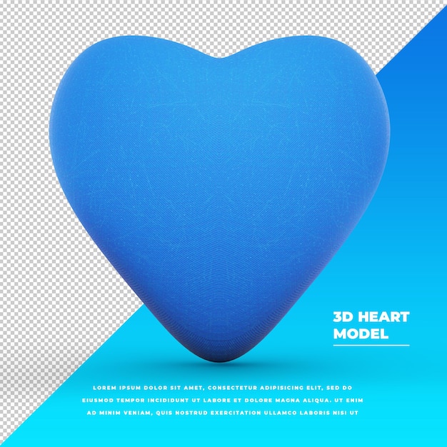 Modelo 3D de coração azul