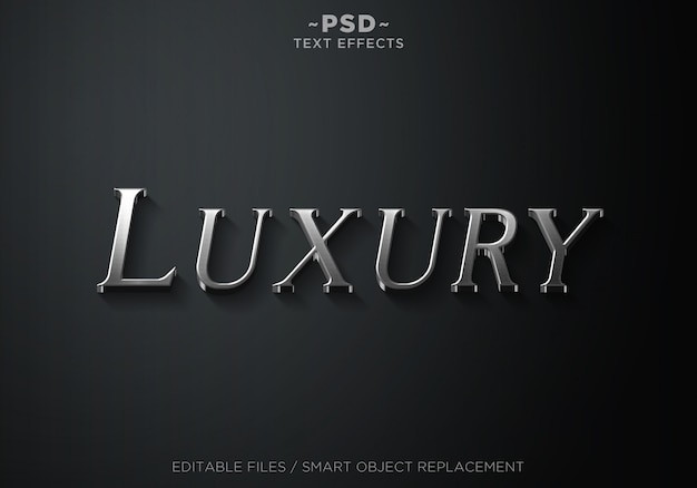 Modelo 3D de luxo prata estilo 2 efeitos texto