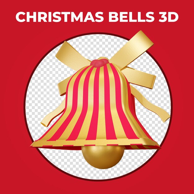 PSD modelo 3d de sinos de natal com listras