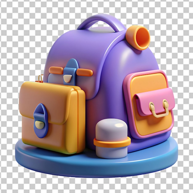 PSD modelo 3d de uma mochila escolar