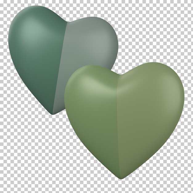 Modelo 3D de dos corazones