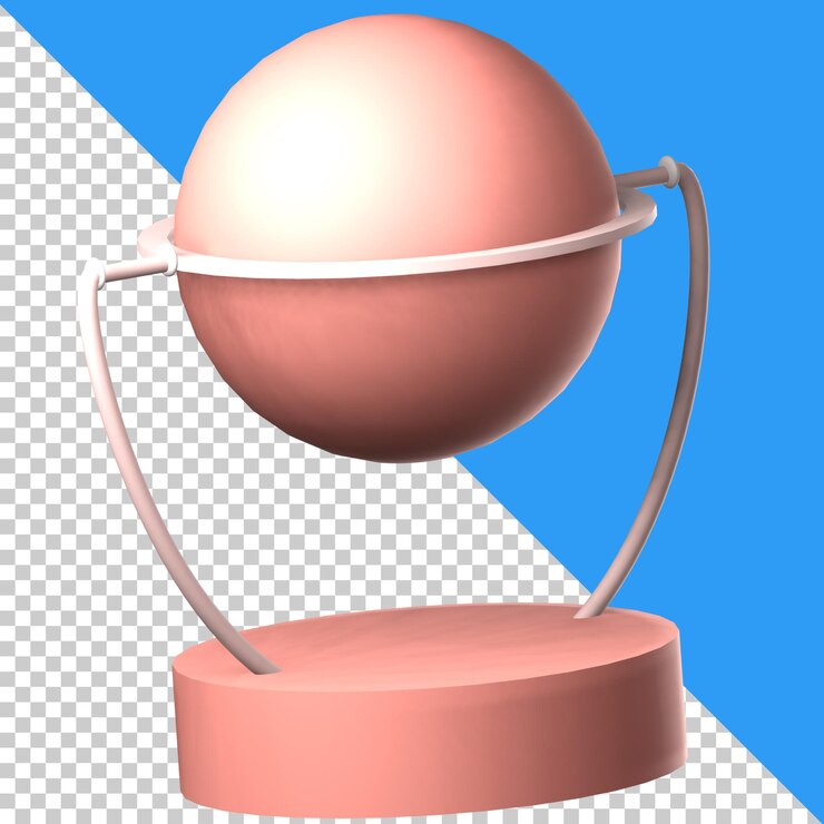 PSD un modelo 3d de una esfera con una esfera rosa.