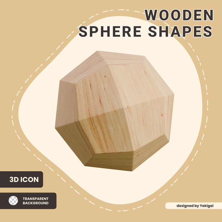 PSD modelo 3d de una esfera de madera