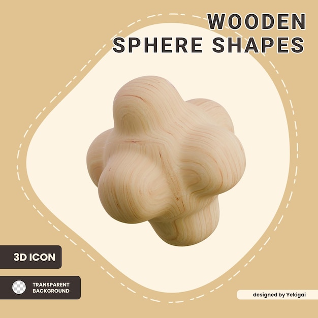 Modelo 3D de una esfera de madera