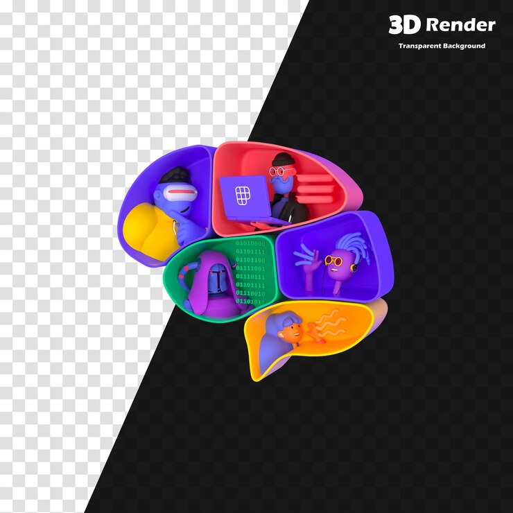 PSD un modelo 3d de gafas 3d y una computadora portátil