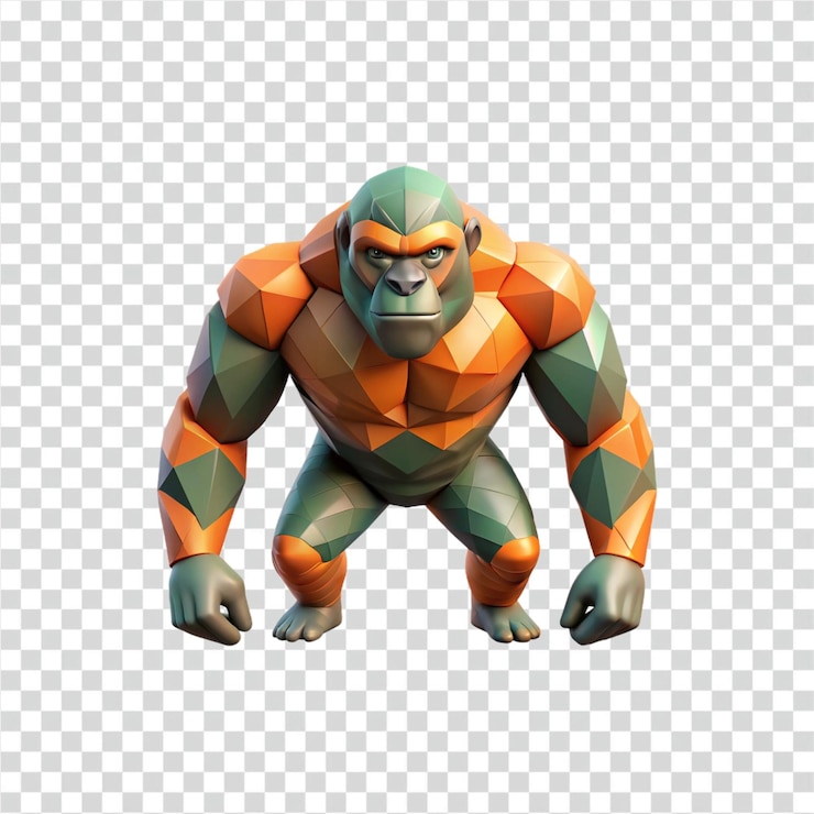 PSD modelo 3d geométrico de gorila lowpoly