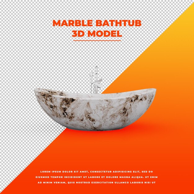 Modelo 3d isolado de banheira de mármore