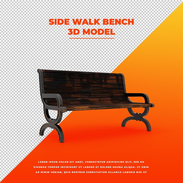 Modelo 3d isolado do banco da caminhada lateral