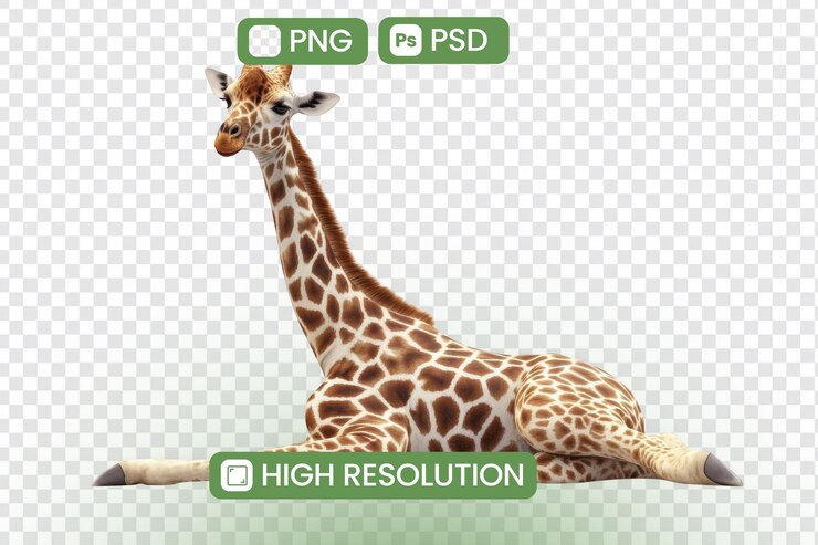PSD modelo 3d de jirafa acostada render de alta calidad para proyectos de animación y diseño