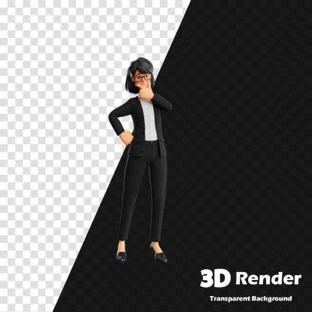 un modelo 3d de un modelo 3D de una mujer con un traje negro