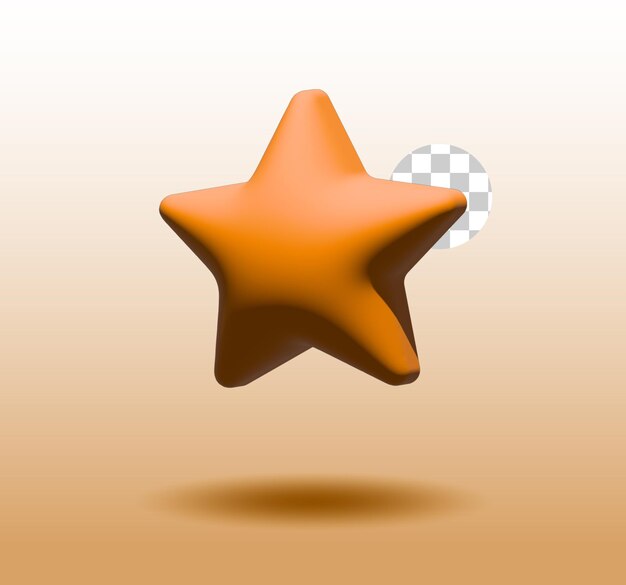 Modelo 3D de PNG naranja estrella en PSD sin fondo aislado