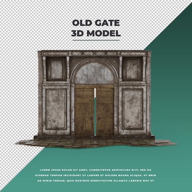 PSD modelo 3d de puerta vieja sucia