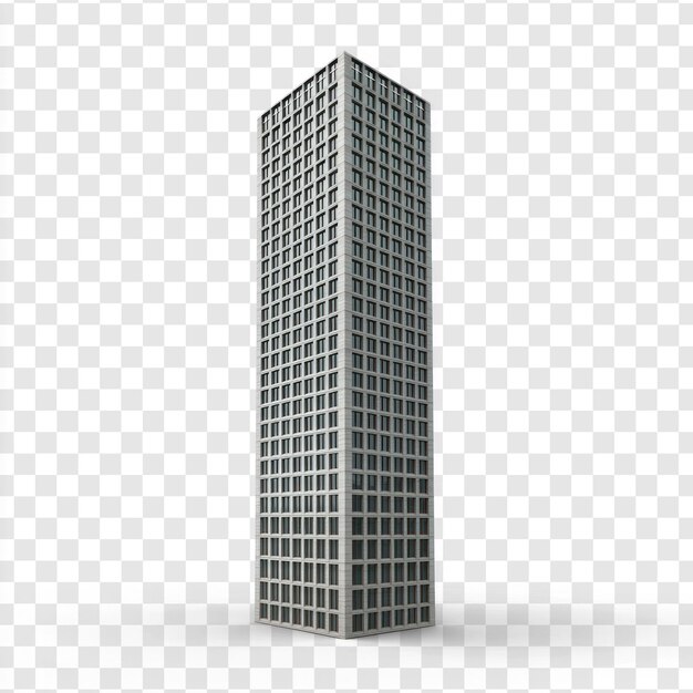 Un modelo 3D de un rascacielos aislado en blanco aislado en un fondo transparente