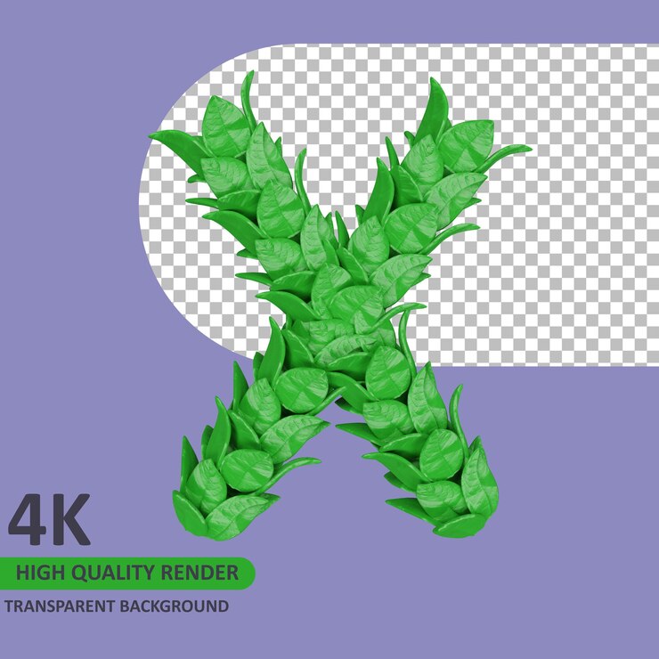 PSD modelo 3d rendering deja alfabeto letra mayúscula x