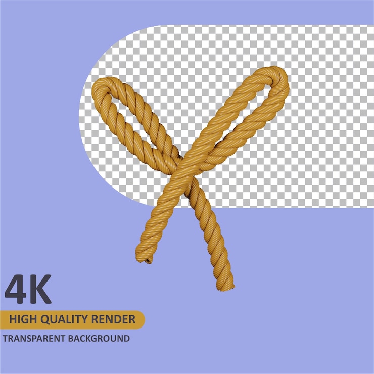 PSD modelo 3d renderização de corda de serapilheira alfabeto letra maiúscula x