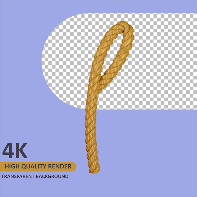 Modelo 3d renderizado arpillera cuerda alfabeto letra l