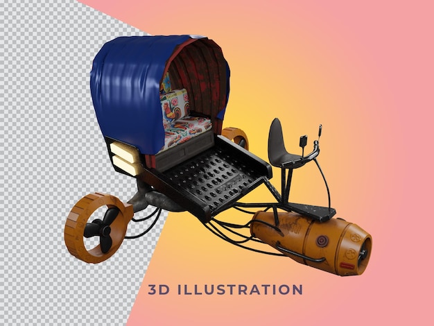 Modelo 3d de rickshaw con vista aislada