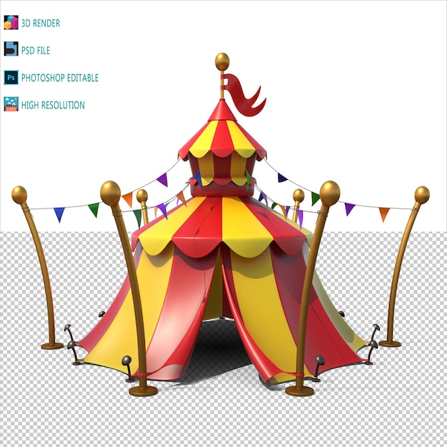 Modelo 3D de la tienda de circo en PSD