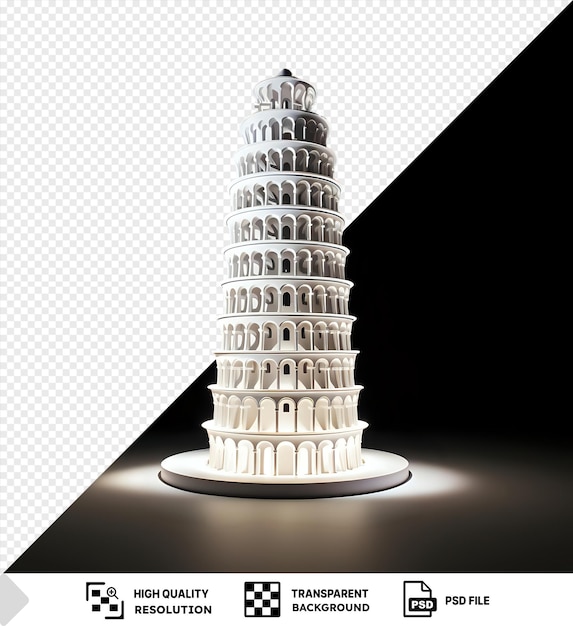 Modelo 3d de la torre de pisa por la noche