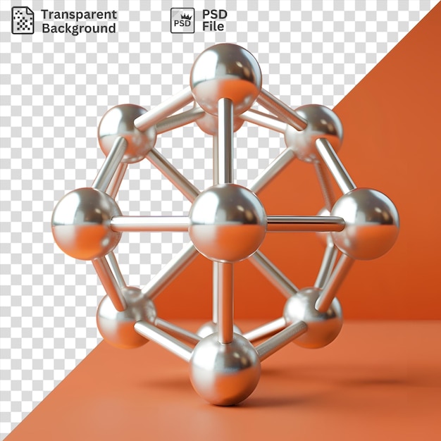 PSD modelo 3d transparente del atomio sobre un fondo naranja