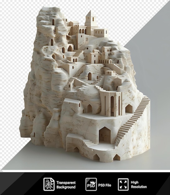 Modelo 3d del valle de los reyes con un edificio blanco