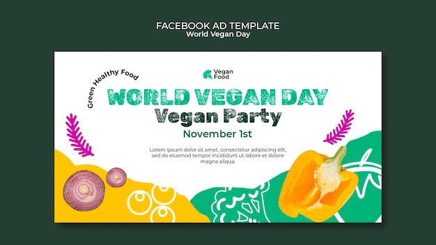 Modelo abstrato de facebook do dia mundial do vegan