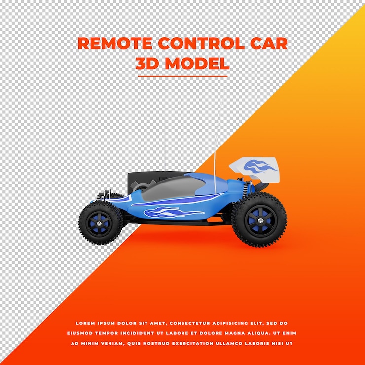 PSD modelo aislado 3d de coche de control remoto