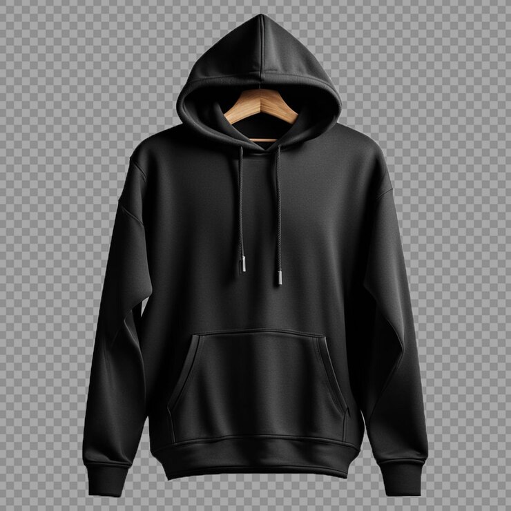 PSD modelo aislado de sudadera negra con capucha