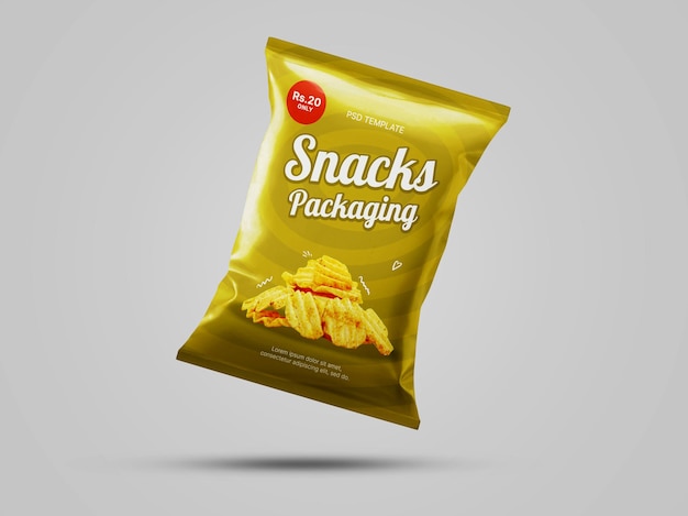 Modelo amarelo de embalagem de batatas fritas