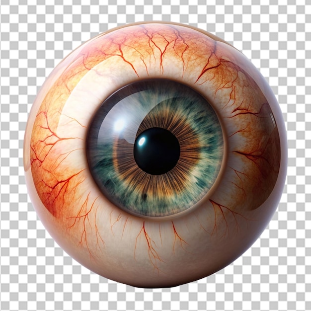 Modelo anatómico 3d de un ojo sobre un fondo transparente