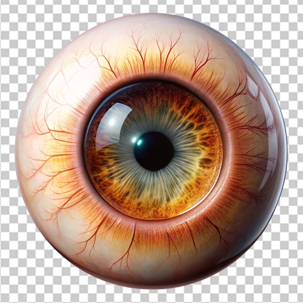 PSD modelo anatómico 3d de un ojo sobre un fondo transparente