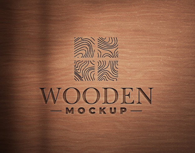 PSD modelo de un antiguo logotipo grabado en madera